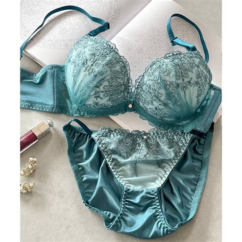 フランデランジェリー fran de lingerie 新作続々 ペアブラジャー ペアブラジャーワイヤー有り ブラジャーショーツセット返品不可商品 グリーン ファッション