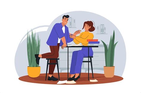 Premium Vector Sexual Harassment At Work Concept With People Scene In The Flat Cartoon Design