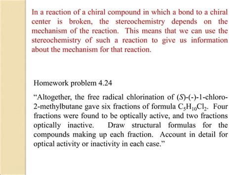 Stereochemistry (Reactions of Chiral Molecules) | PPT