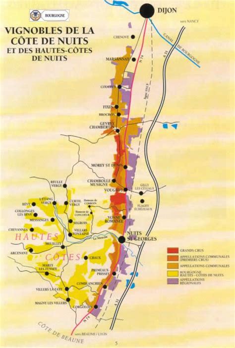 Solve Map of burgundy wine côte de nuits and hautes côtes de nuits