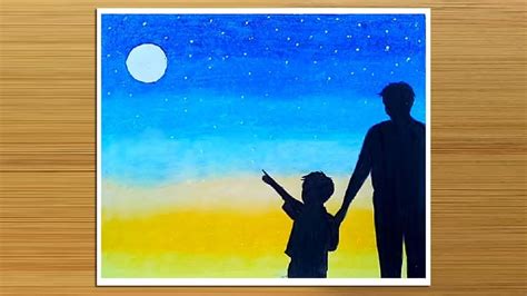 Father's Day drawing with Oil Pastels || How to draw Father and Son -ste... Cute Easy Paintings ...