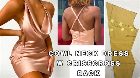 How To Make A Cowl Neck Dress With Crisscross Back Step By Step Method Cowl Neck Tutorial