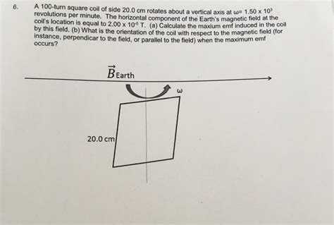 Solved A Turn Square Coil Of Side Cm Rotates About Chegg