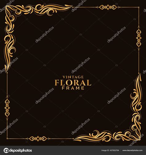 Abstract Golden Floral Frame Background Vector Stock Vector Image By