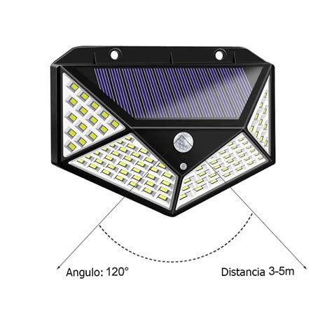 Luminaria Solar Sensor de Movimento Branco Quente Presença Parede 100