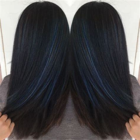 Cobalt Blue Low Highlights And Lowlights Dark Blue Hair Hair Color For