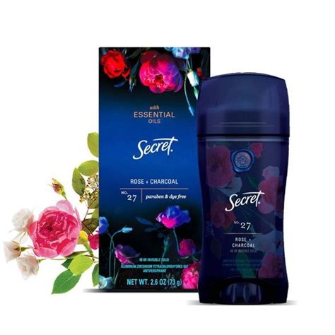 Secret Essential Oils Rose And Charcoal Invisible Solid Antiperspirant