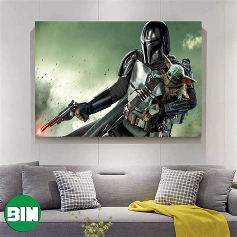 The Mandalorian x Baby Yoda Star Wars Movie Poster-Canvas - Binteez