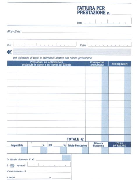 Blocco Fatture Prestazioni X Cm Ff X Copie