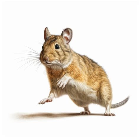 Hyperrealistic Digital Illustration of a Degu Running on a White ...