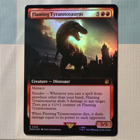 Flaming Tyrannosaurus 385 Doctor Who WHO Foil MTG Proxy Cards