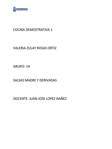 Salsas Madre Y Derivada Pdf Salsa Cocina Occidental