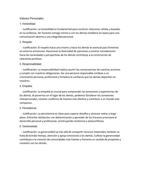 Valores Personales Pdf