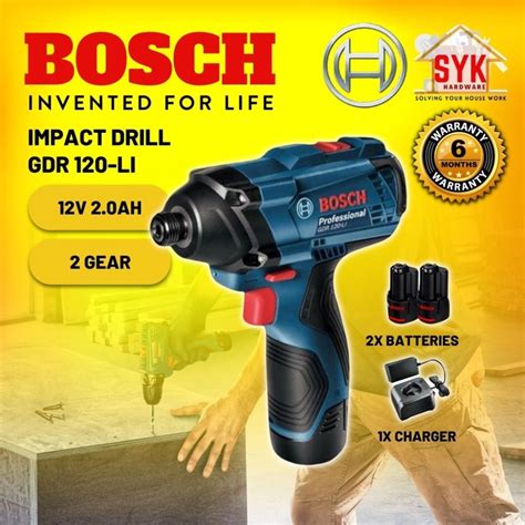 Syk Bosch Gdr 120 Li 20 Ah 12v Cordless Impact Drill Kit With Battery