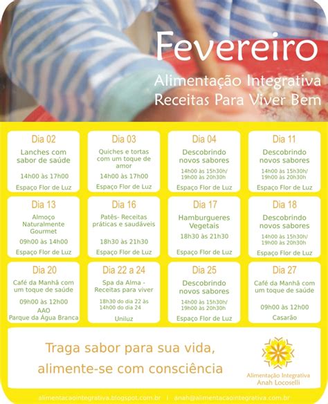 Alimentação Integrativa Receitas para Viver Bem AGENDA FEVEREIRO