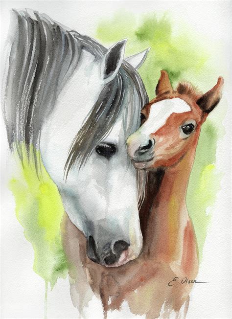 Mother's Love Mare and Foal Painting by Emily Olson - Pixels