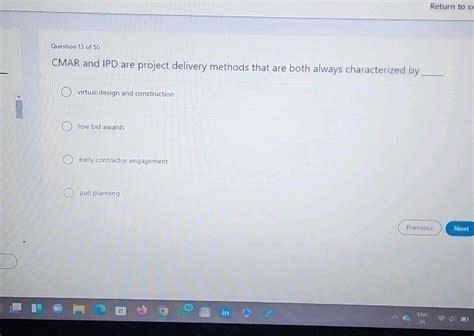 Return To Question 13 Of 50 Cmar And Ipd Are Studyx