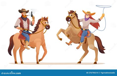 A Cowgirl Riding Horse Cartoon Vector 137008155