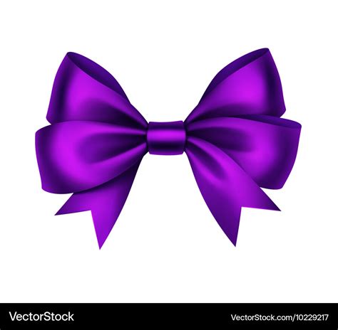 Purple satin gift bow isolated on white Royalty Free Vector