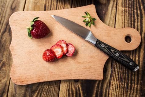 Strawberry On Cutting Board And Knife Stock Image Image Of Chef Food