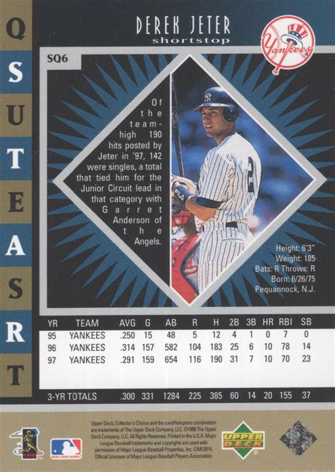 Collector S Choice Starquest Single Sq Derek Jeter Trading