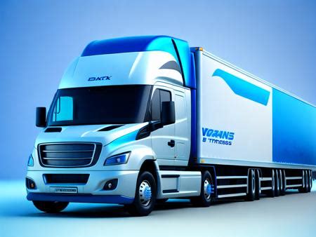 A White And Blue Semi Truck On A Blue Background Image Design ID