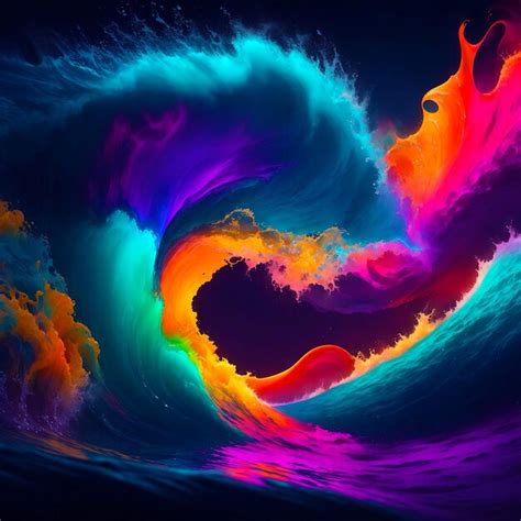 Premium AI Image Painting Of A Colorful Wave Crashing Generated Ai