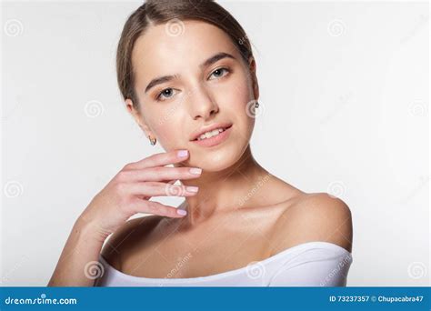 Girl With Perfect Skin And Nude Makeup Stock Image Image Of Beautiful