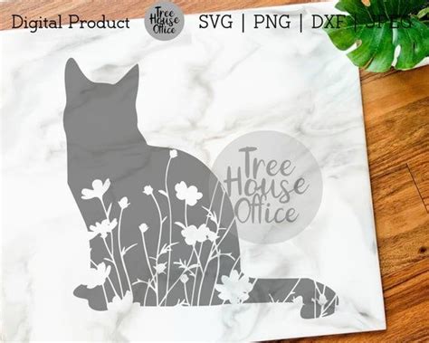 Floral Cat Svgdxfpngjpeg Animal Clip Art Kitty Mandela Mandala