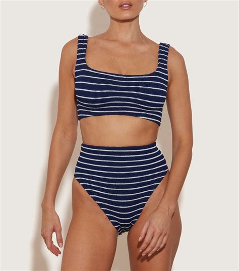 Hunza G Patricia Stripe Bikini In Blue Lyst