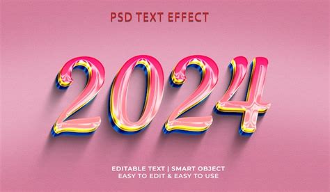 Effet Texte De L année Nouvelle 2024 Psd PSD Premium