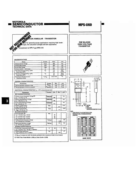 MPS U60 Datasheet PNP SILICON HIGH VOLTAGE TRANSISTOR