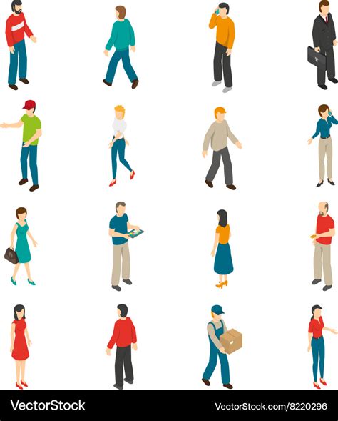 People Isometric Icons Set Royalty Free Vector Image