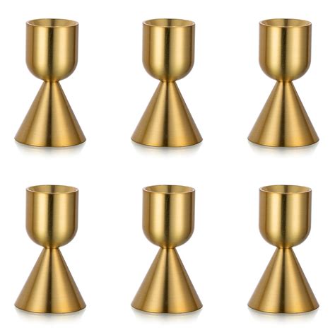 Nuptio Gold Candlestick Candle Holder For Tapered Candles Modern Aluminium Taper Candle Holder