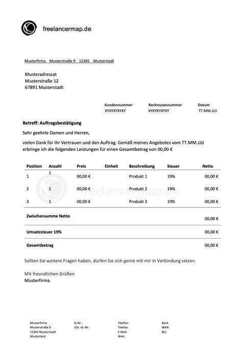 Auftragsbest Tigung Kostenlose Muster Vorlagen Freelancer Wiki