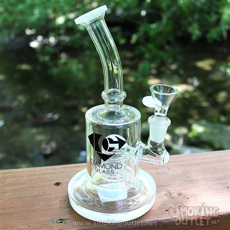 Cylinder Perc Bent Neck Diamond Glass Water Pipe Smoking Outlet