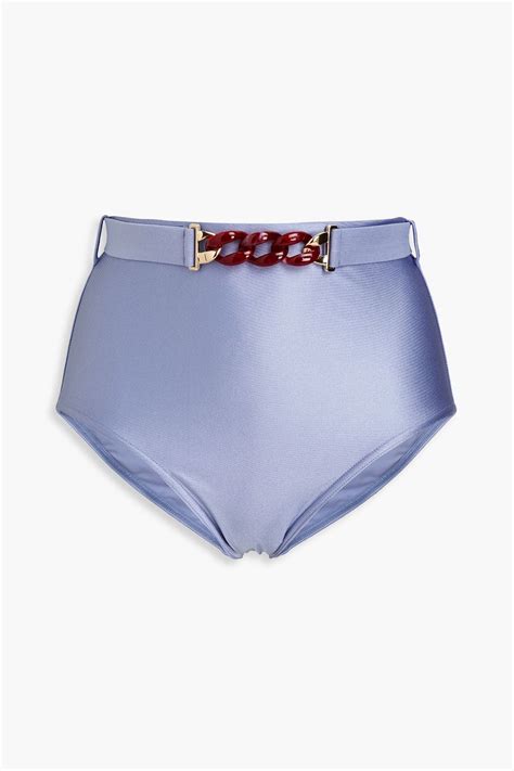 ZIMMERMANN Chain Embellished Belted High Rise Bikini Briefs THE OUTNET