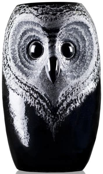 Maleras Crystal 44119 Owl Vase Black Large By Mats Jonasson