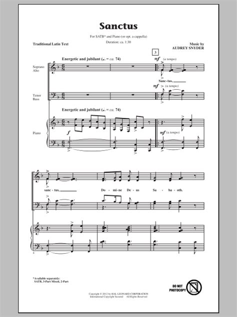 Sanctus Choral Satb Sheet Music By By Audrey Snyder Satb 87756