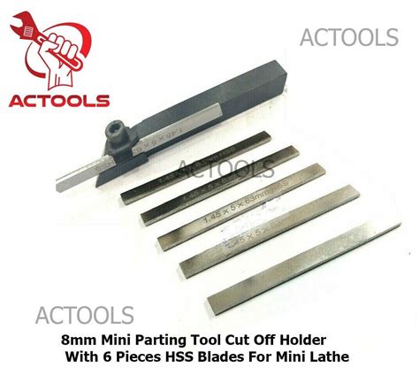 8mm Mini Parting Tool Cut Off Holder With 6 Pcs Hss Blades For Mini