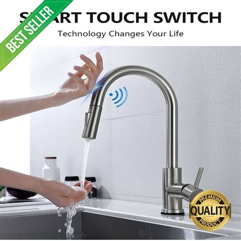 Jual Kitchen Faucets Smart Sensor Pull Out Hot And Cold Water Switch Mixer Tap Smart Touch Spray