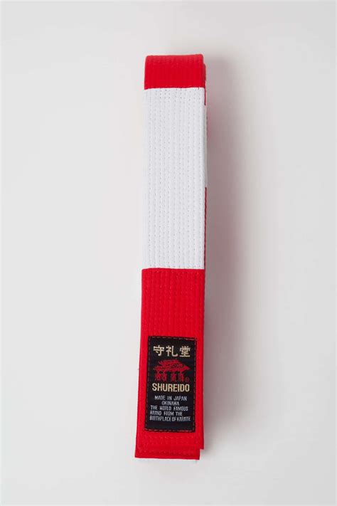 Ceinture De Karate Rouge Et Blanche Shureido Coton Extra Large