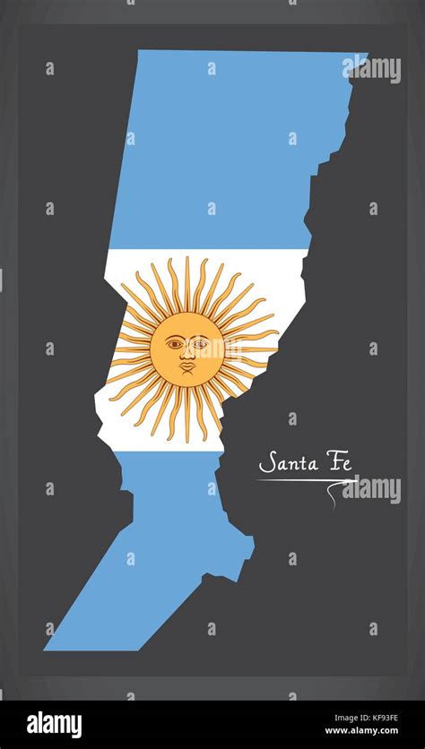 Santa Fe Map Of Argentina With Argentinian National Flag Illustration