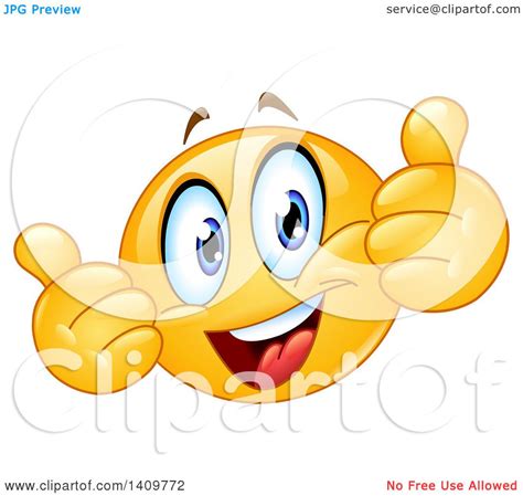 Clipart of a Yellow Smiley Face Emoji Emoticon Giving Two Thumbs up ...