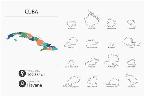 mapa de cuba con mapa detallado del país elementos del mapa de