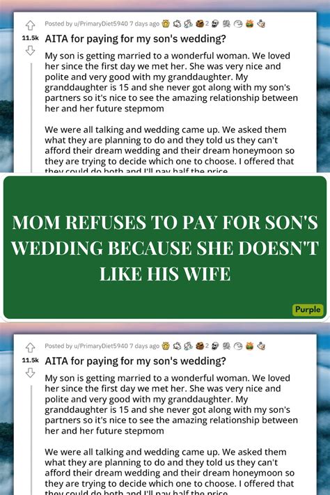 Mom Refuses To Pay For Son S Wedding Because She Doesn T Like His Wife