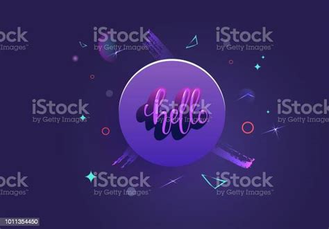 Hello Word Lettering For Banner Vector Illustration Stock Illustration