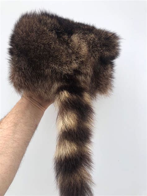 Davy Crockett Raccoon Hat Fur Hat Authentic Fur Leather Etsy Canada