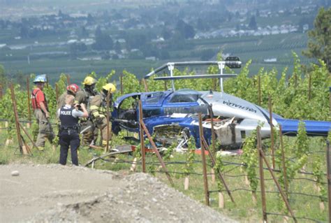 Helicopter Crashes Down Into Oliver Vineyard Three People Transported