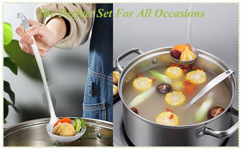 Stainless Steel Soup Ladle Metal Ladle And Slotted Spoon Set Of